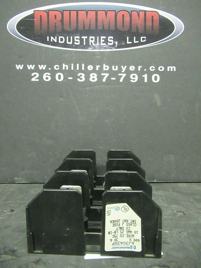 Used MARATHON FUSE HOLDER 6J30A3SP FOR 30 AMP 600 V CLASS J FUSES **WARRANTY**