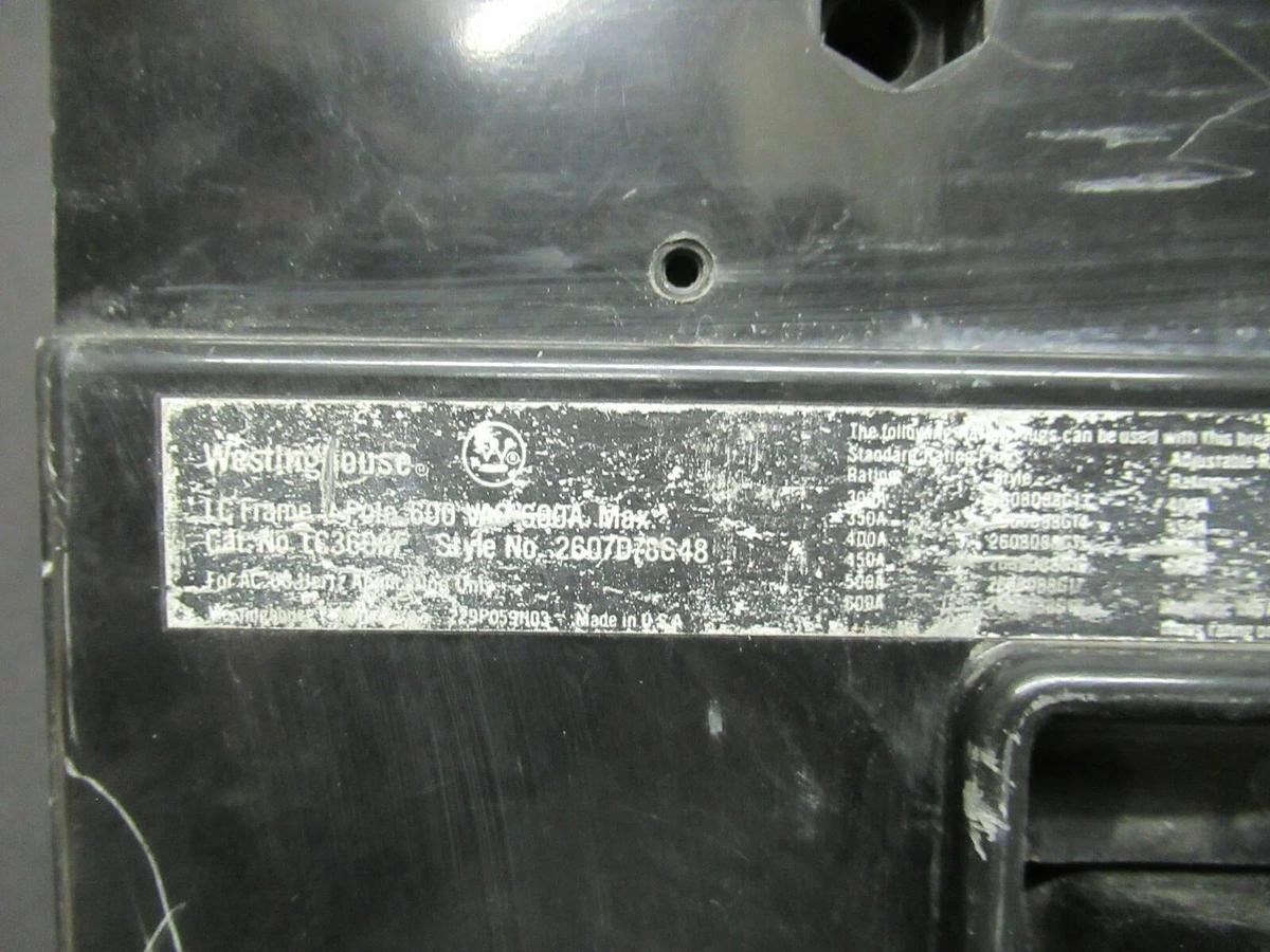 Used 600 AMP WESTINGHOUSE BREAKER LC3600F 600 VAC 3-POLE **WARRANTY INCLUDED!**