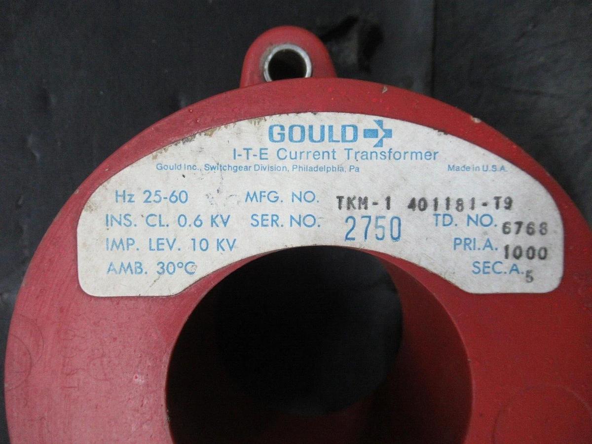 Used GOULD ITE CURRENT TRANSFORMER TKM-1 401181-T9 10 KV 1000 AMP 25-60 HZ