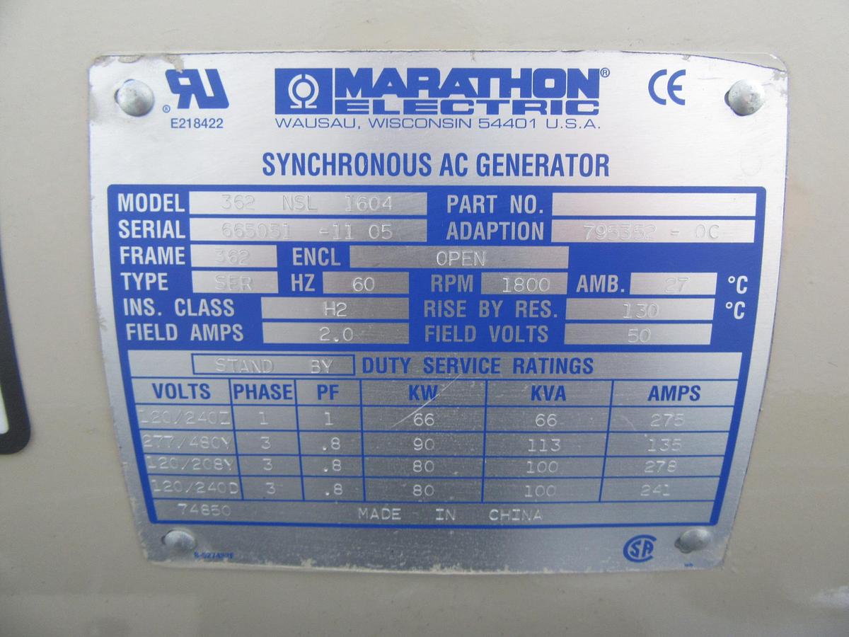 Used 60 KW DIESEL GENERATOR KATOLIGHT 120/240V RE-CONNECTABLE 931 HRS VIDEO WE SHIP