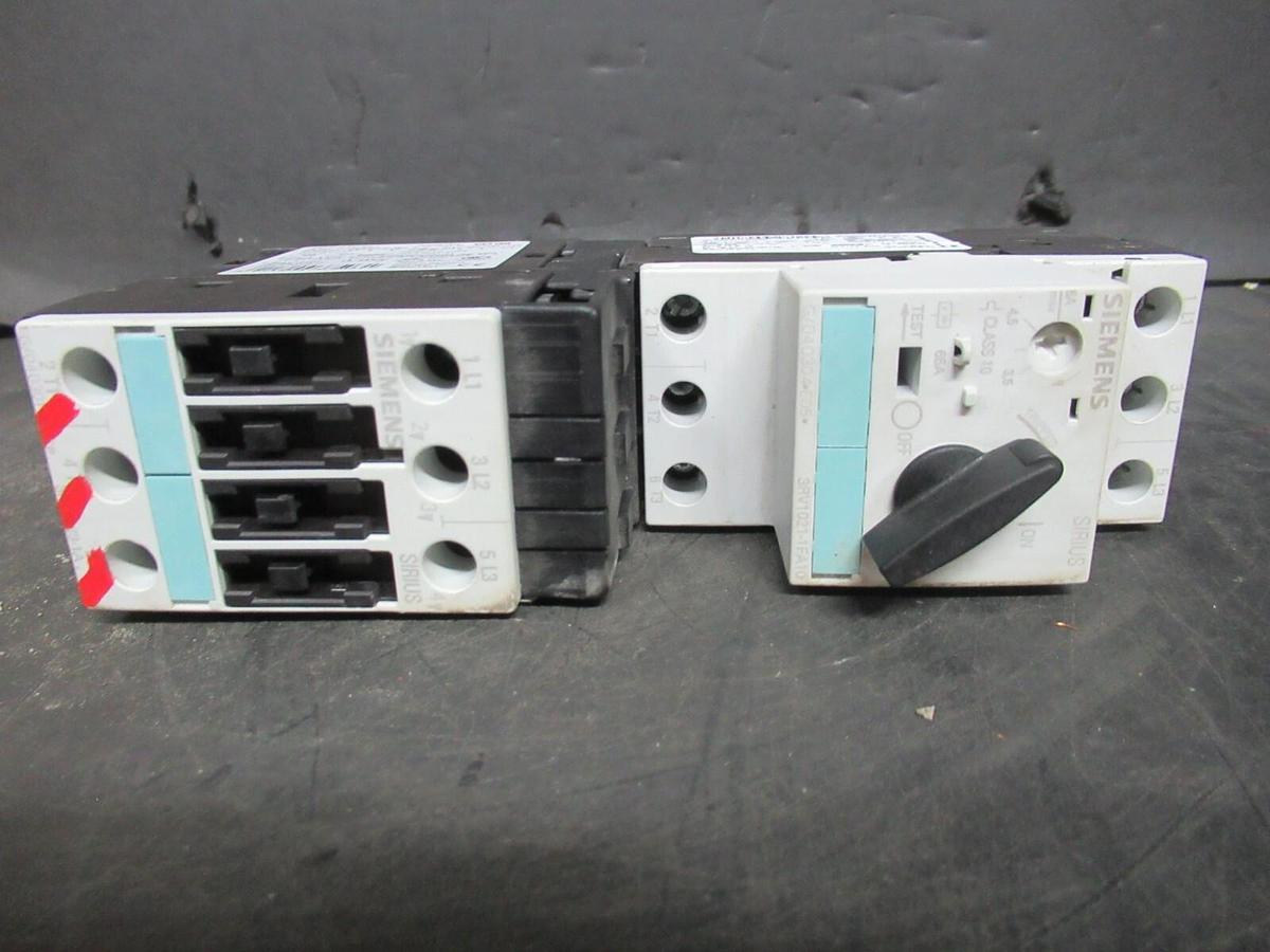 Used SIEMENS MANUAL MOTOR STARTER 3RV1021-1FA10 W/ 3RT1023-1A..0 600 VAC 7.5 HP