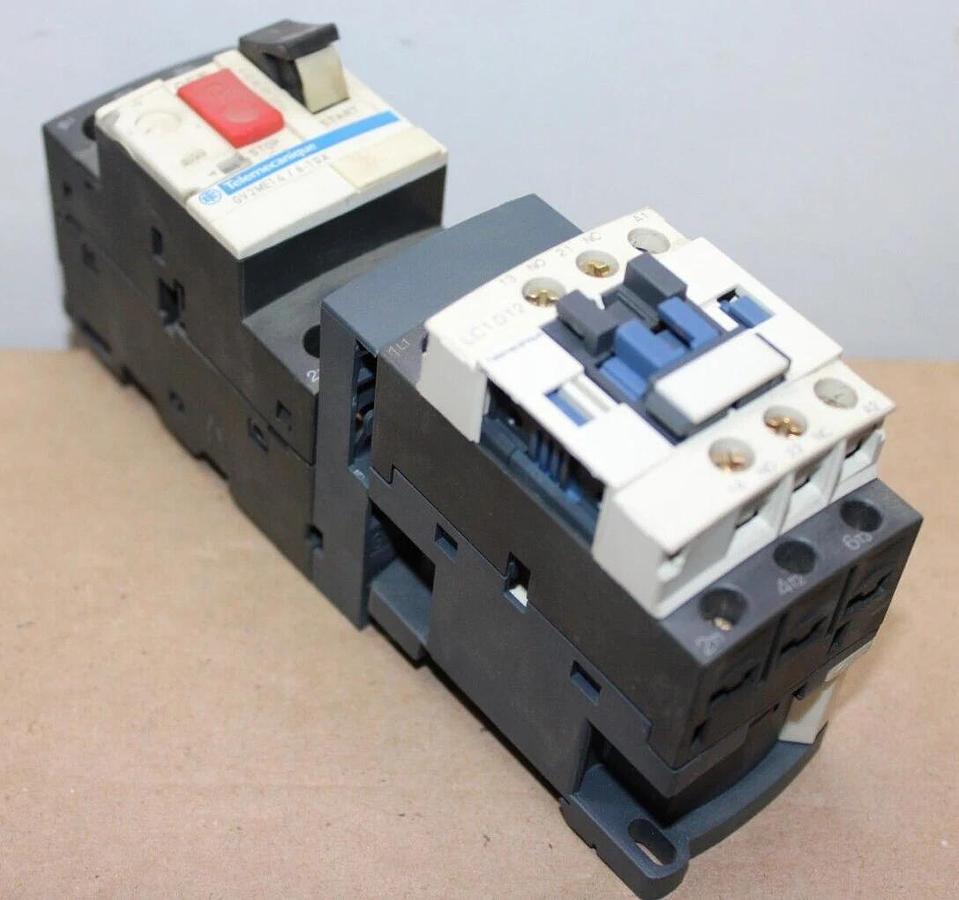 Used TELEMECANIQUE STARTER LC1D12 25 AMP 3-PHASE 600V 10HP W/ GV2ME14/6-10A