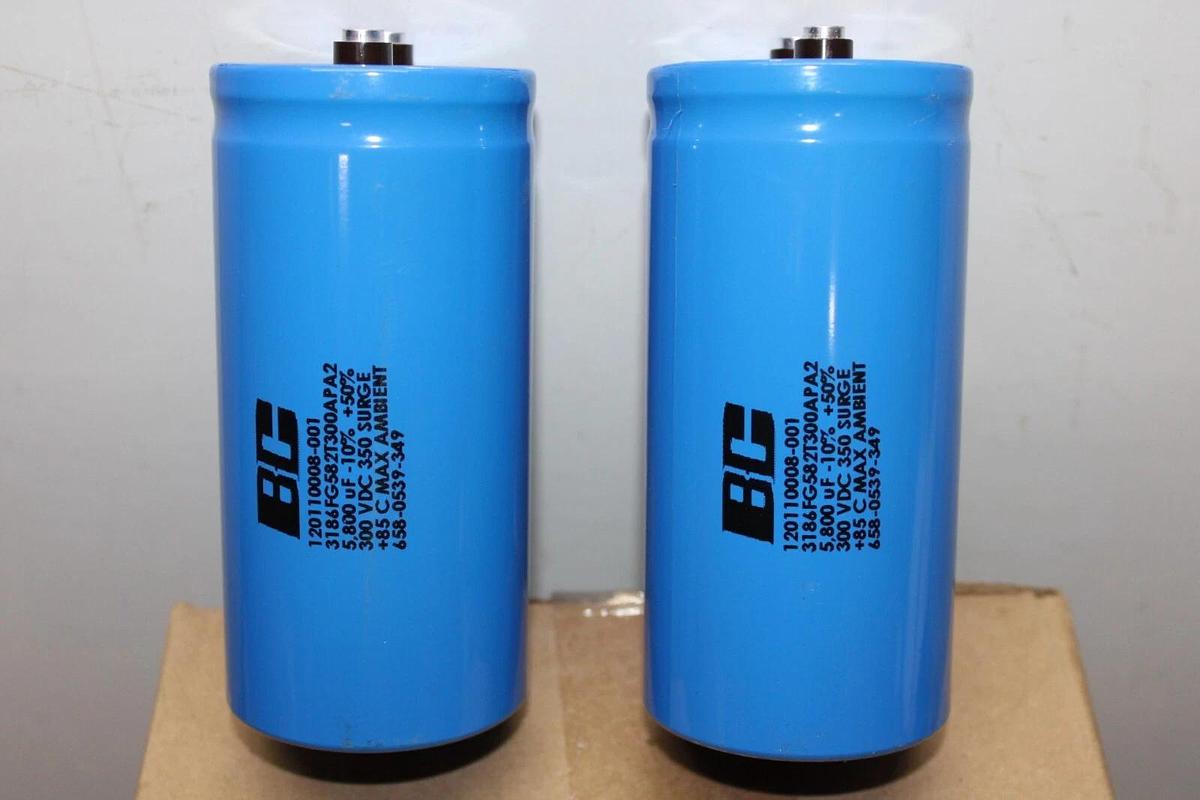 Used LOT OF 2 BC CAPACITOR 3186FG582T300APA2 120110008-001 300VDC 5800uF -10% +50%