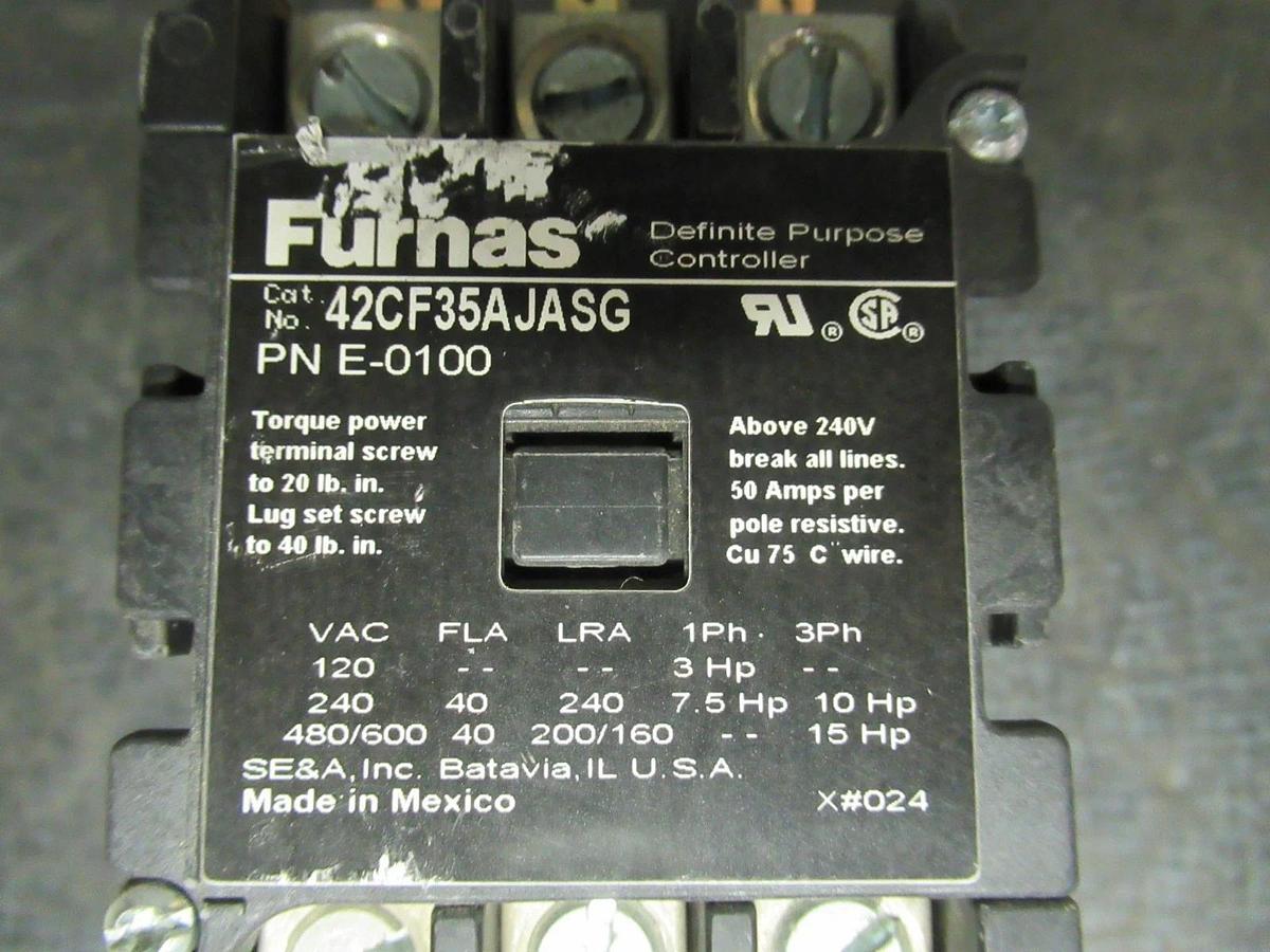 Used FURNAS DEFINITE PURPOSE CONTROLLER 42CF35AJASG 600V 40 AMP 15HP 50A/RES