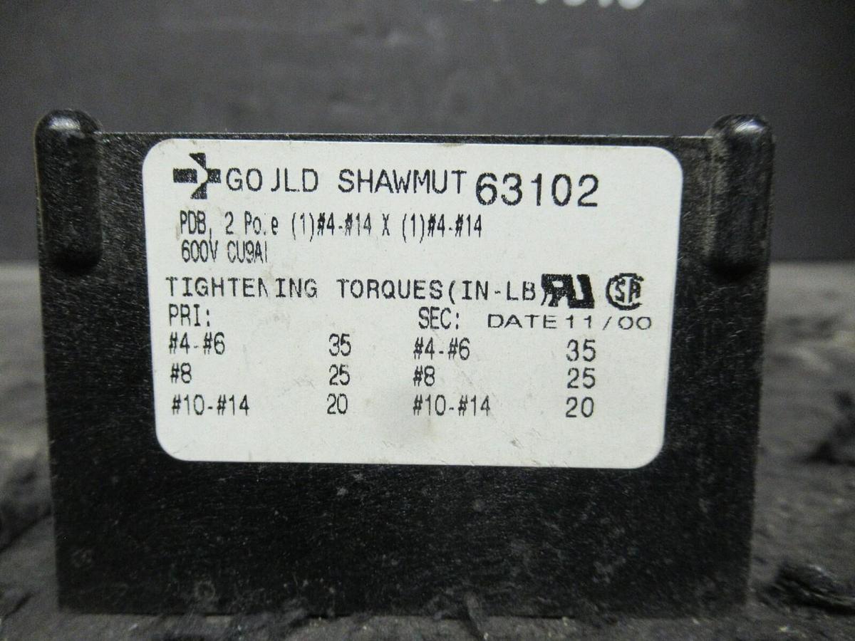Used GOULD SHAWMUT 63102 DISTIBUTION LUG SET PDB 4 POLE #4 - #14 LUGS 600 VAC