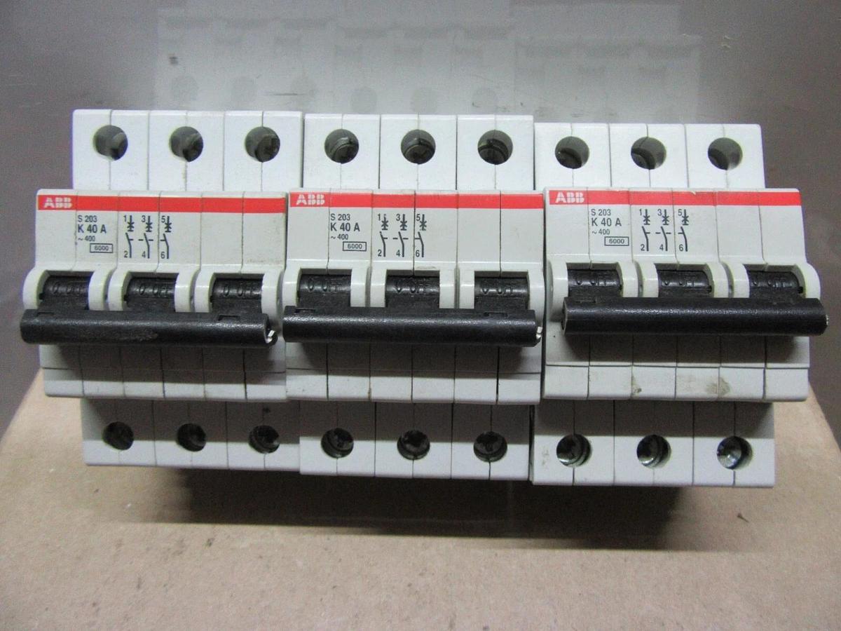 Used LOT OF 3 ABB S203-K40A 400 VOLT 40 AMP 3-POLE **WARRANTY INCLUDED**
