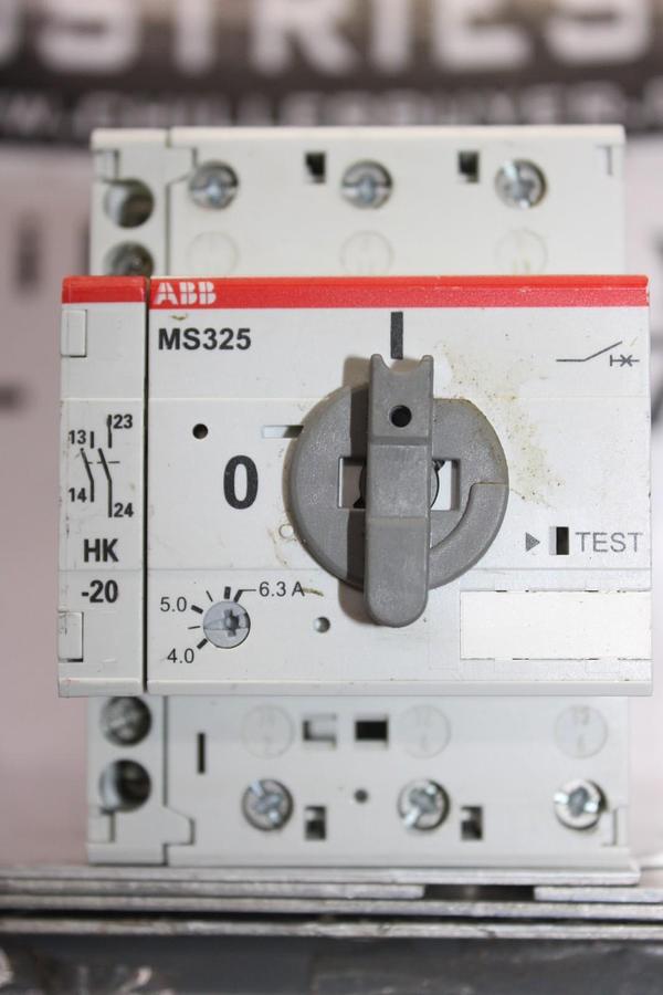 Used ABB MANUAL MOTOR STARTER MS325 GB-14048.2/.4 4-6.3 AMP 5 HP 600 VAC 3-POLE