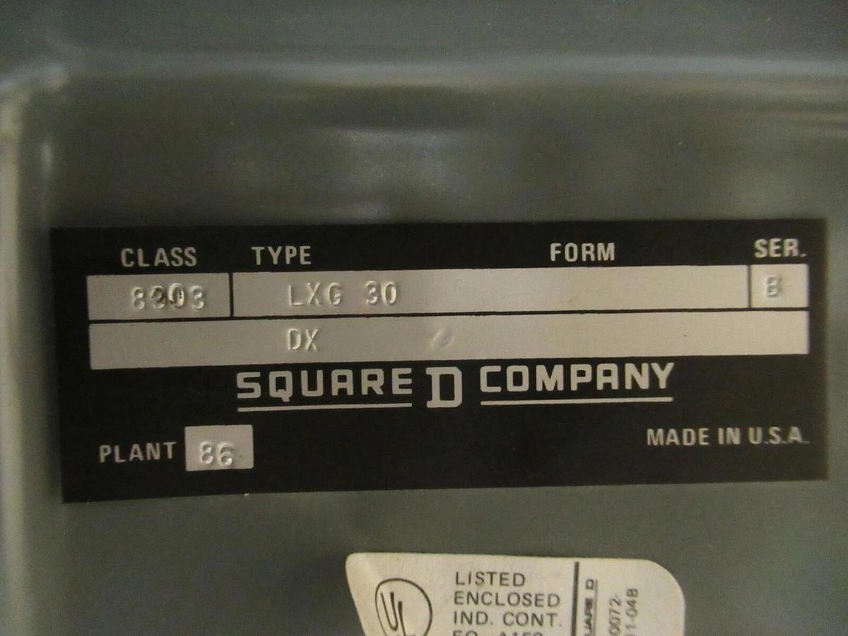 Used SQUARE D CLASS 8903 TYPE LXG 30 SERIES B CONTACTOR / STARTER ENCLOSURE 12 X 7.25