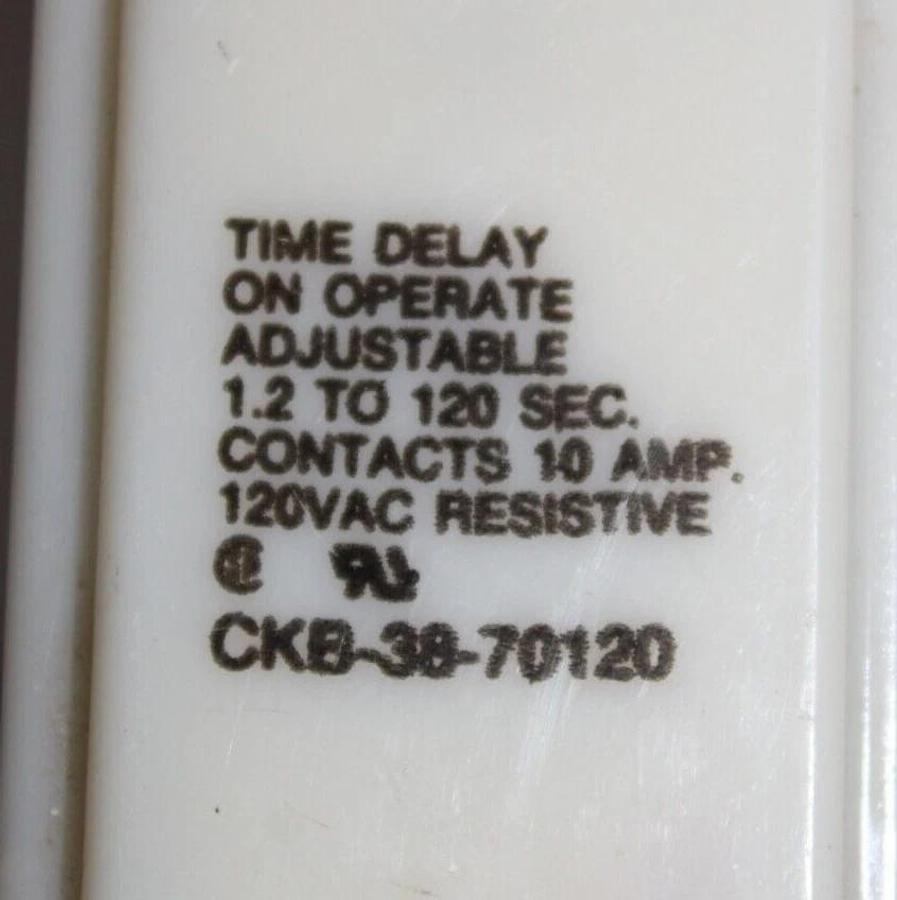 Used POTTER & BRUMFIELD TIME DELAY ON RELAY CKB-38-70120 1.2-120 SECDELAY 120 VAC 10A