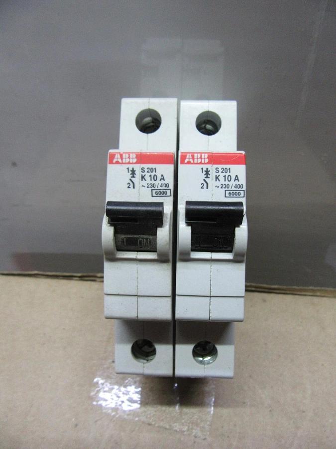 Used LOT OF 2 ABB S202-K10A 230/400 VOLT 10 AMP SINGLE POLE **WARRANTY INCLUDED**