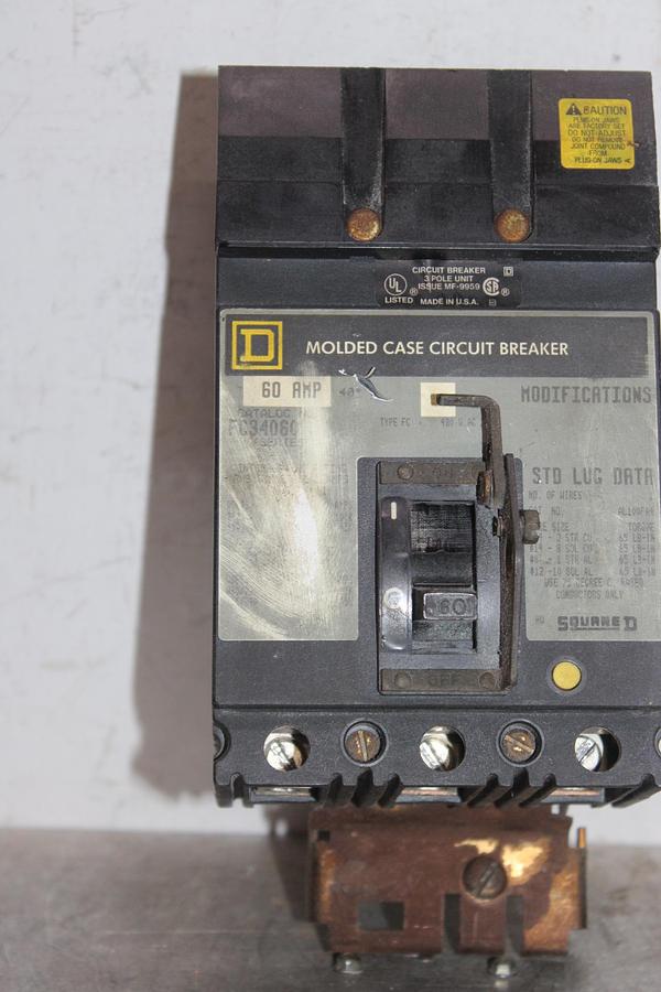Used SQUARE D POWERPACT I-LINE CIRCUIT BREAKER PJA36120 1200 AMP 600 VAC 3-POLE