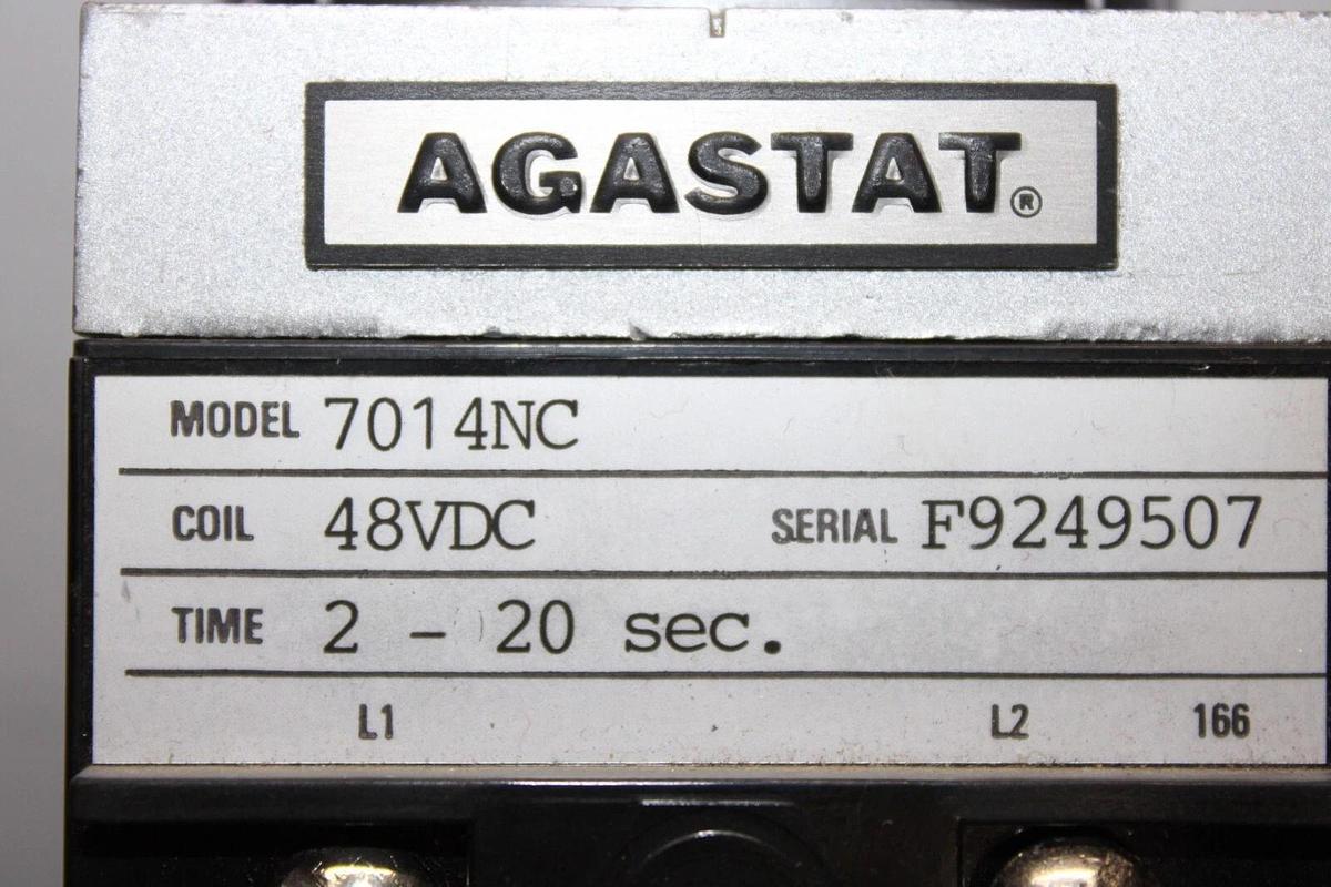 Used AGASTAT TIME DELAY RELAY 7014NC 2-20 SECOND COIL: 48 VDC **WARRANTY**