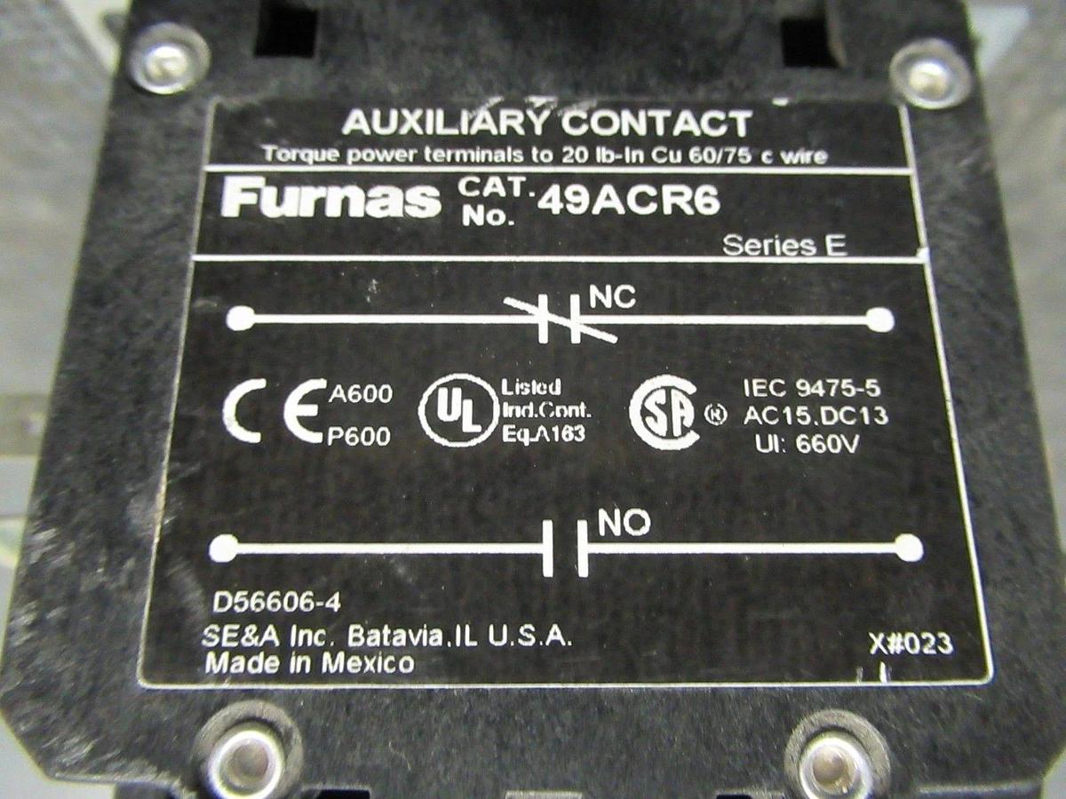 Used FURNAS DEFINITE PURPOSE CONTACTOR 42AF35AJASM 25A 600V 7.5HP 24 VAC