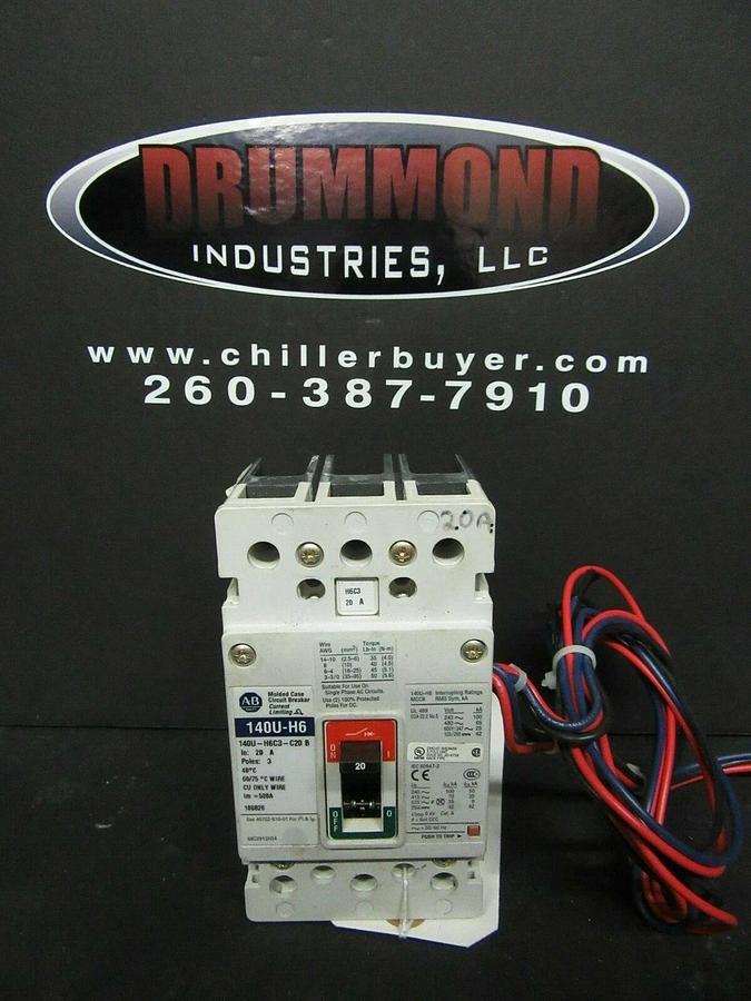 Used 20 AMP ALLEN BRADLEY BREAKER 140U-H6C3-C20 SER. B 3 POLE 480 VAC **WARRANTY**