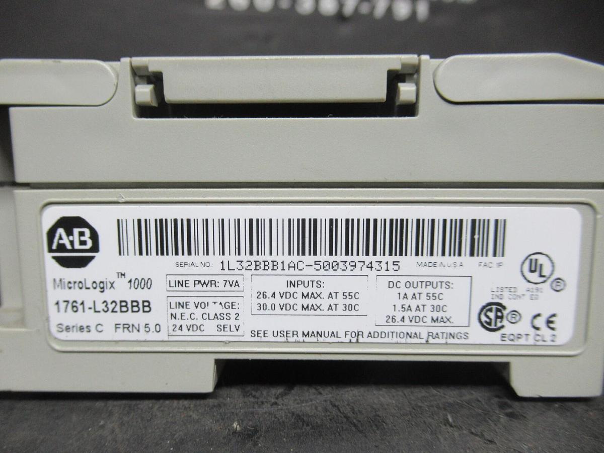Used ALLEN BRADLEY MICROLOGIX1000 1761-L32BBB SER. D 30 VDC 1.5 AMP **WARRANTY**