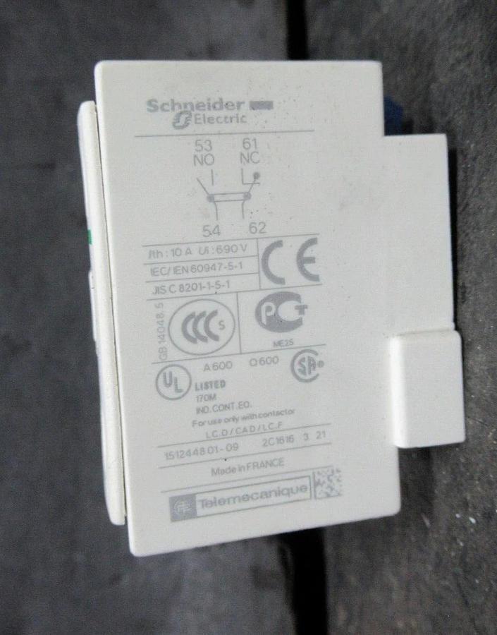 SCHNEIDER 2-POLE CONTACT BLOCK LADN11 10 AMP 600 VOLT **WARRANTY INCLUDED**