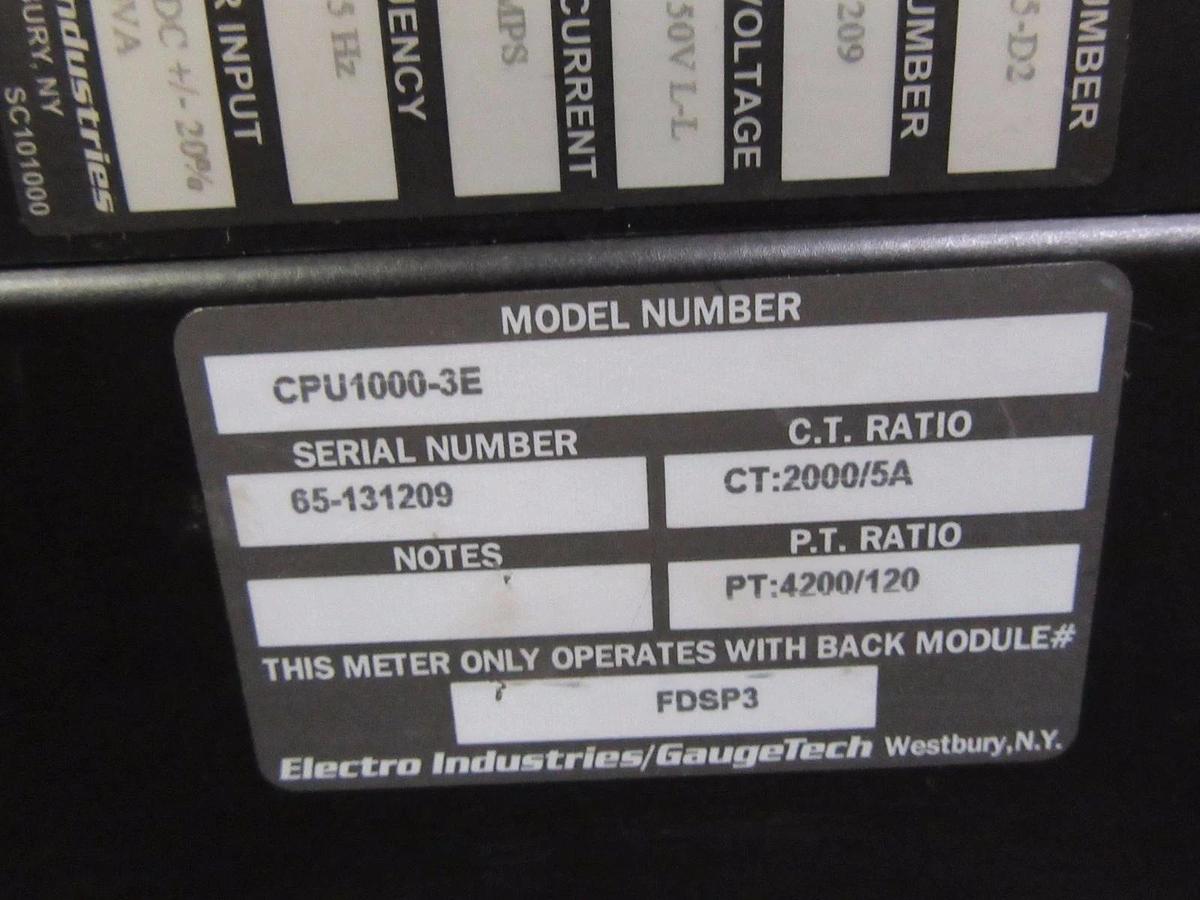 Used ELECTRO INDUSTRIES FUTURA + SERIES CPU1000 MULTIFUNCTION POWER 2000/5A