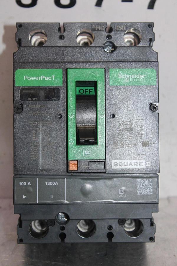 Used SQUARE D POWERPACT CIRCUIT BREAKER HDL36100 3-POLE 100 AMP 600 VAC *WARRANTY*