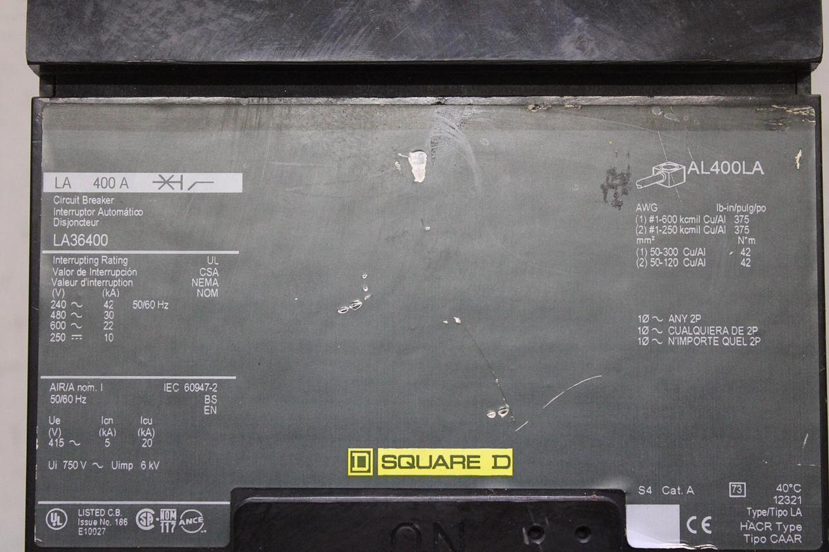 Used SQUARE D I-LINE CIRCUIT BREAKER HDA36060 60 AMP 600 VAC 3-POLE