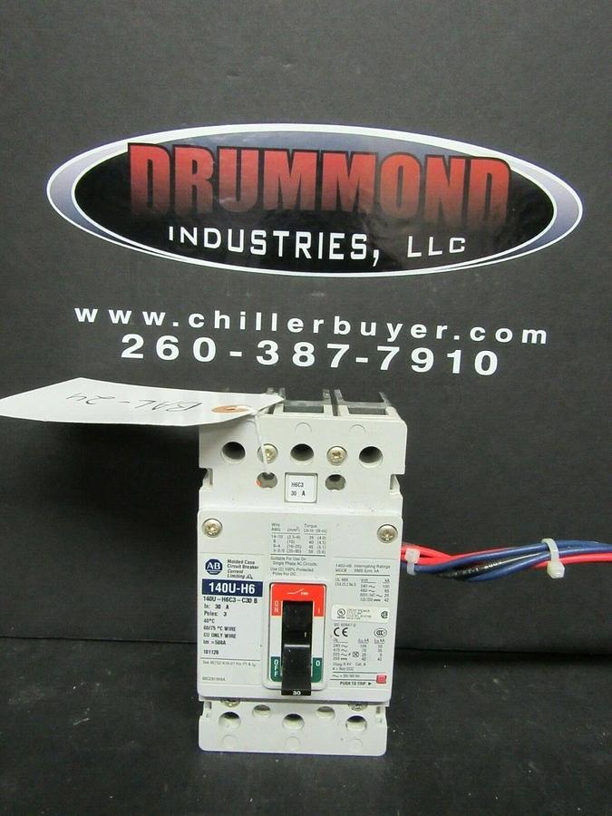 Used 30 AMP ALLEN BRADLEY BREAKER 140U-H6C3-C50 SER. B 3 POLE 480 VAC **WARRANTY**