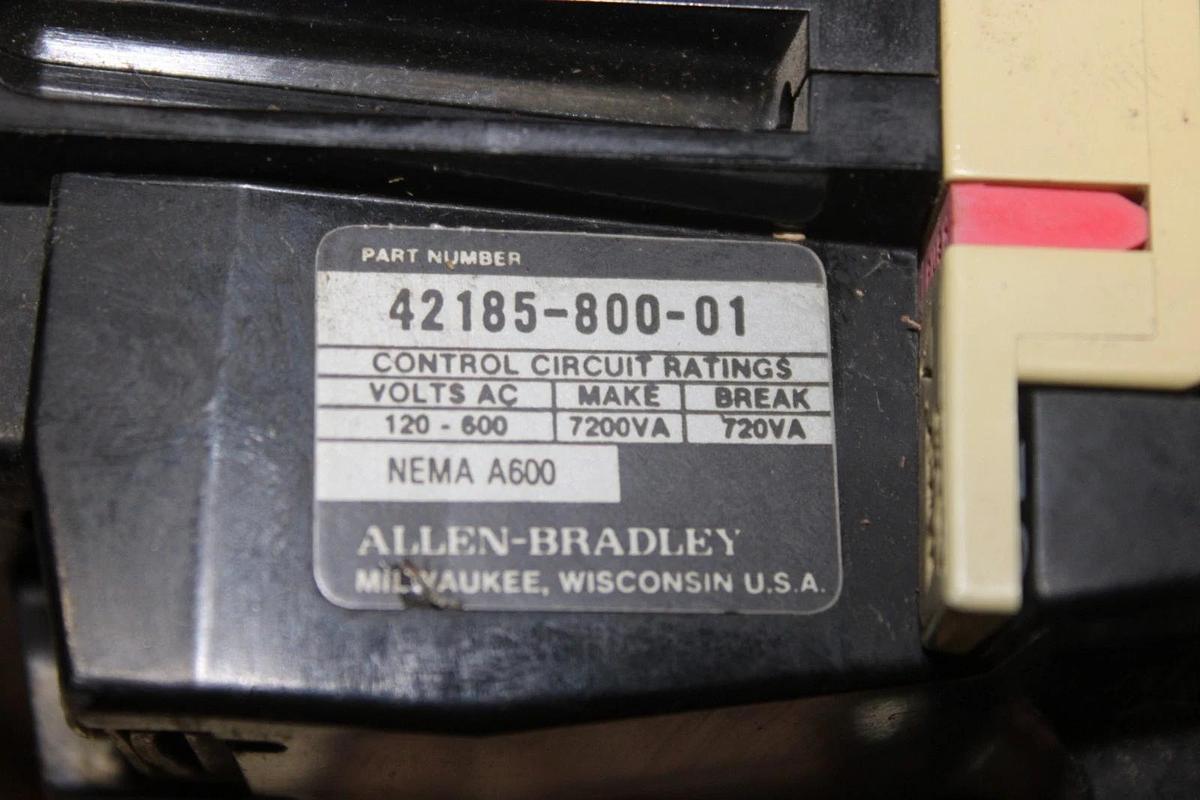 Used ALLEN-BRADLEY STARTER 509-AOD NEMA SIZE 0 18 AMP 600 VAC 3-POLE 5 HP