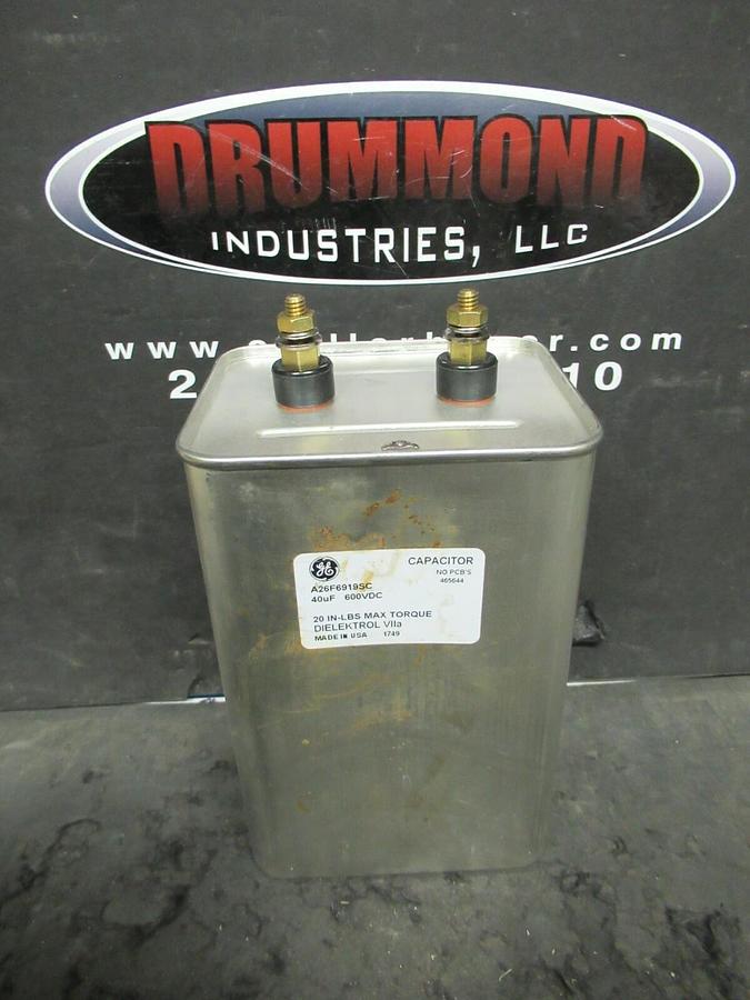 GENERAL ELECTRIC DIELEKTROL VIIA NON-PCB CAPACITOR A26F6919SC 40 uF 600 VDC