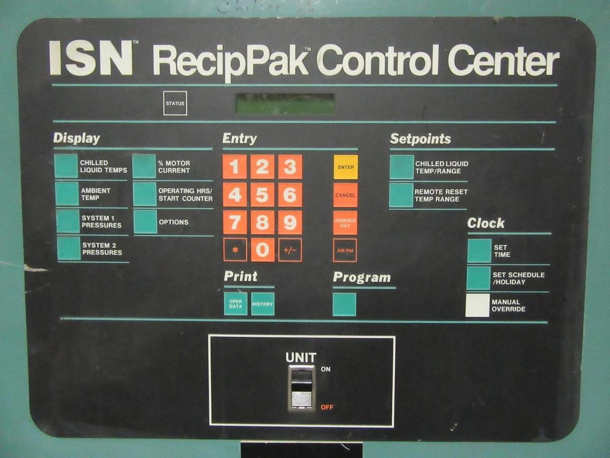 Used ISN RECIPPAK CHILLER CONTROL CENTER PANEL 024-25504-000 30"X24" **WARRANTY**