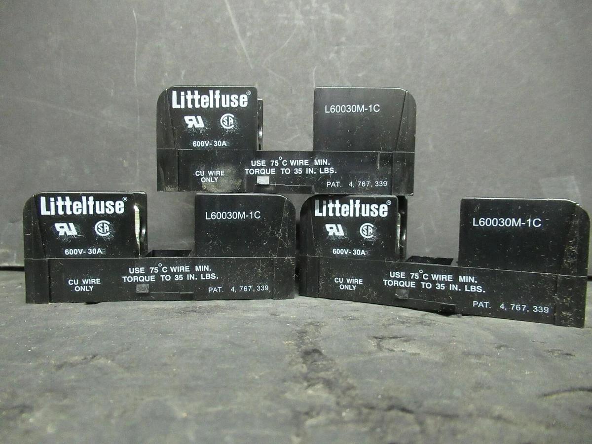 Used (3) LITTELFUSE FUSE LUG SET L60030M-1C 600 VOLTS 30 AMP **WARRANTY INCLUDED!**