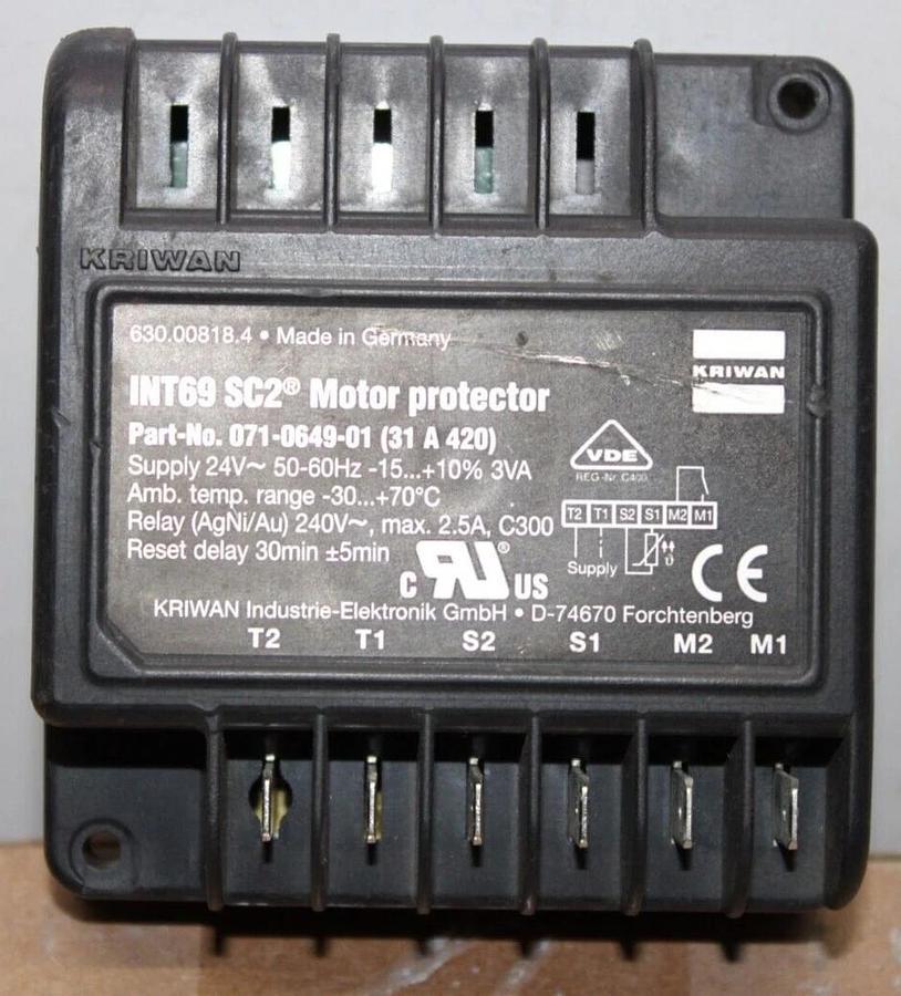 Used KRIWAN INT69 SC2 MOTOR PROTECTOR 071-0649-01 240 VOLT 2.5 AMP **WARRANTY**