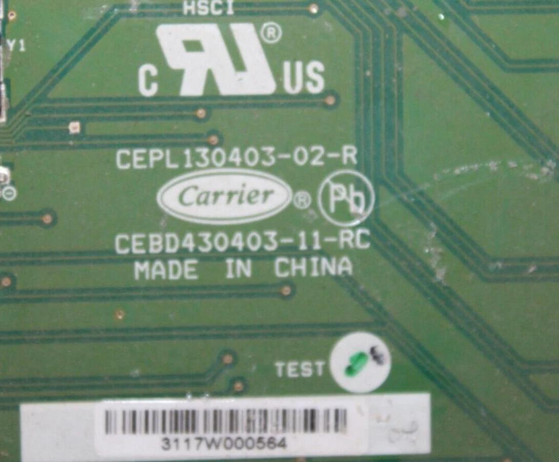 Used CARRIER HVAC MICROPROCESSOR BOARD CEPL130403-02-R W/ CEPL130517-01