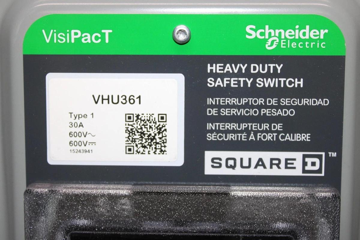 NIB SQUARE D VISIPACT HEAVY DUTY SAFETY SWITCH VHU361 30 AMP 600 VAC TYPE 1