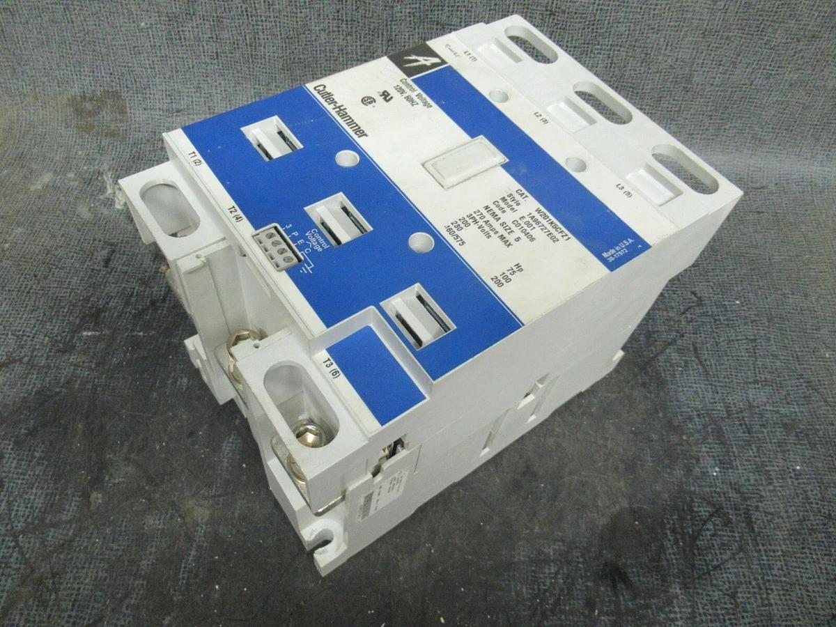 Used 270 AMP NEMA: 5 CUTLER HAMMER CONTACTOR W201K5CFZ1 200 HP 600 VAC 3 PHASE