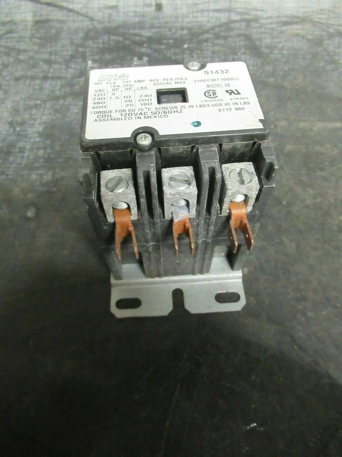 Used 40 AMP MARS CONTACTOR 31400Y30T1000CL 91432 600 VAC 3 POLE 25 HP **WARRANTY**