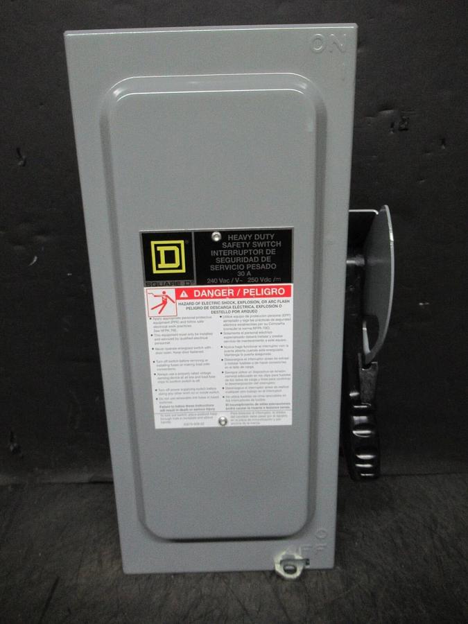 NEW IN BOX SQUARE D SAFETY SWITCH H321N 30 AMP 240 VAC 7.5 HP 3-PHASE 3-POLE