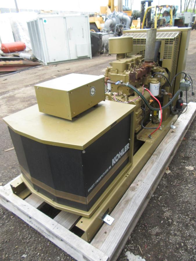 Used 30 KW 33KW DIESEL GENERATOR KOHLER 120/240V CUMMINS 4B 12-LEAD RECONNECTABLE