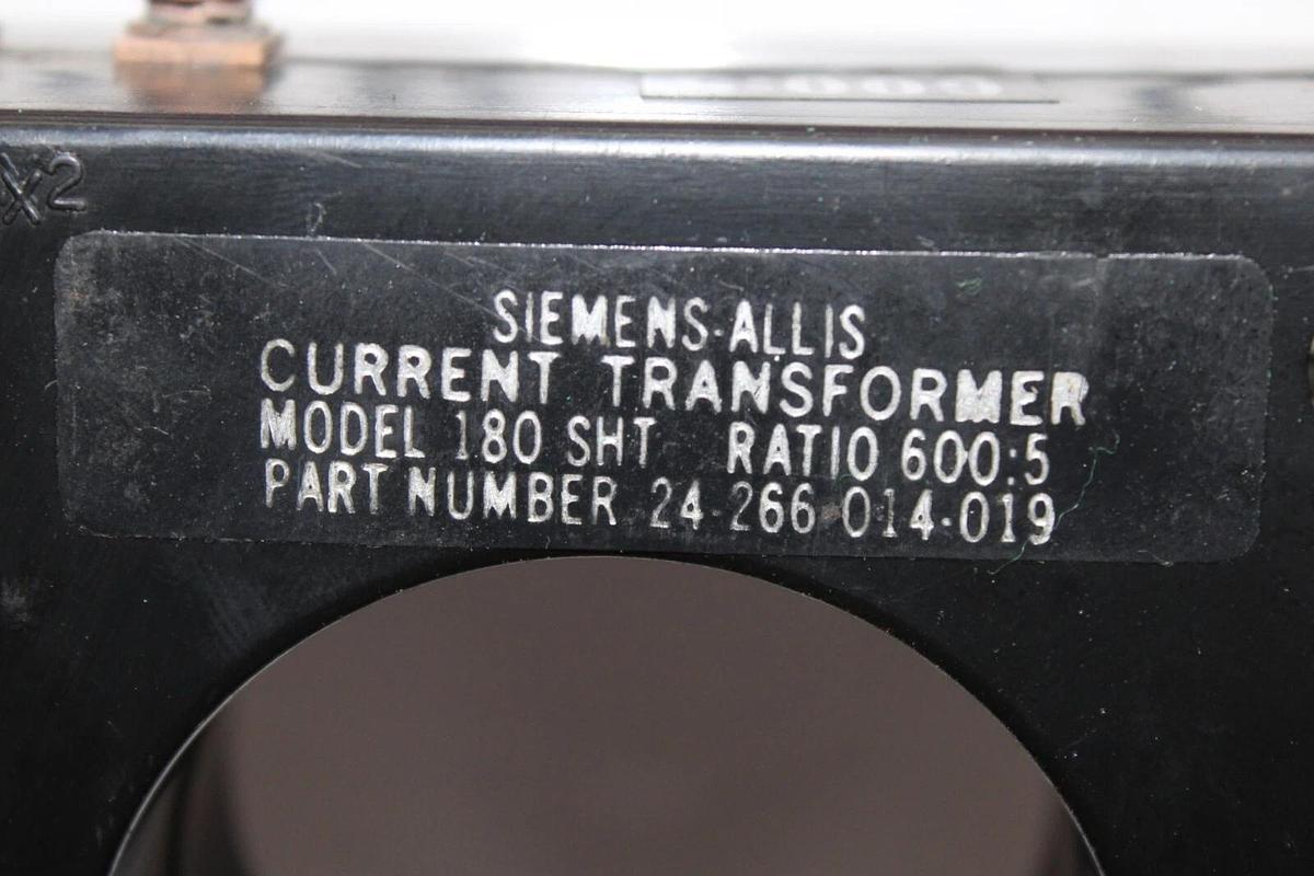 Used SIEMENS ALLIS CURRENT TRANSFORMER 180-SHT 24-266-014-019 600:5 AMP 50-400HZ 600V