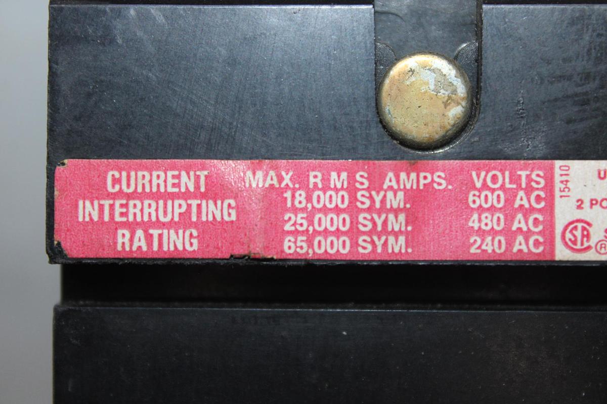 Used SQUARE D I-LINE CIRCUIT BREAKER FH36020 20 AMP 600 VOLT 3-POLE