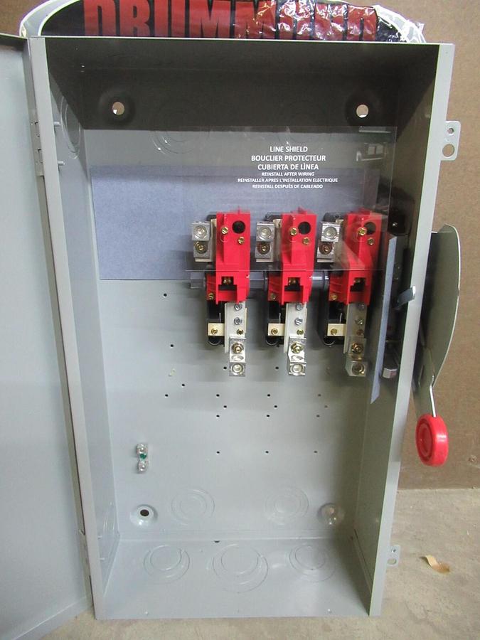 NIB EATON 200 AMP HEAVY DUTY SAFETY SWITCH DH364UGK2 TYPE 1 3-POLE 150 HP 600 V