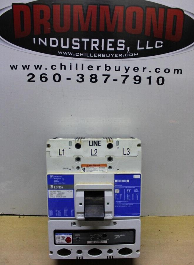 Used CUTLER HAMMER CIRCUIT BREAKER LD3600F 600 AMP 3-POLE 600 VAC LD-35K