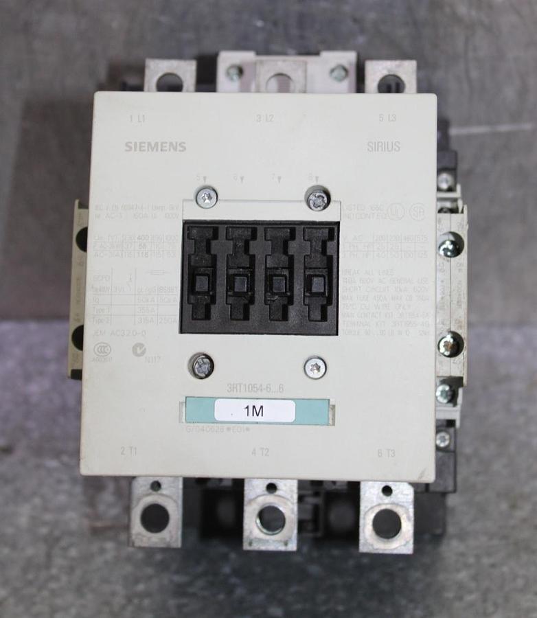 Used SIEMENS SIRIUS CONTACTOR 3RT1054-6...6 600 VAC 140 AMP 125 HP 3-POLE 3-PHASE