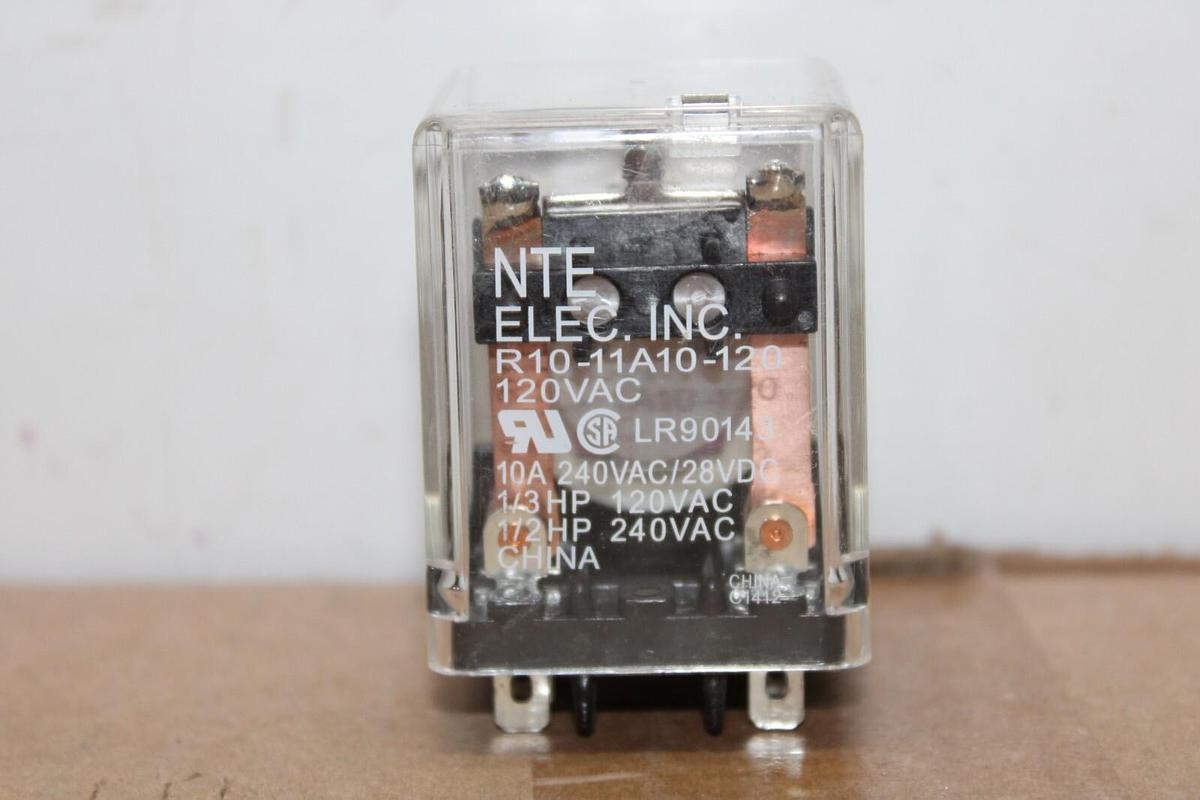 Used LOT OF 2 NTE ELECTRIC RELAY R10-11A10-120 240 VAC 10 AMP **WARRANTY**