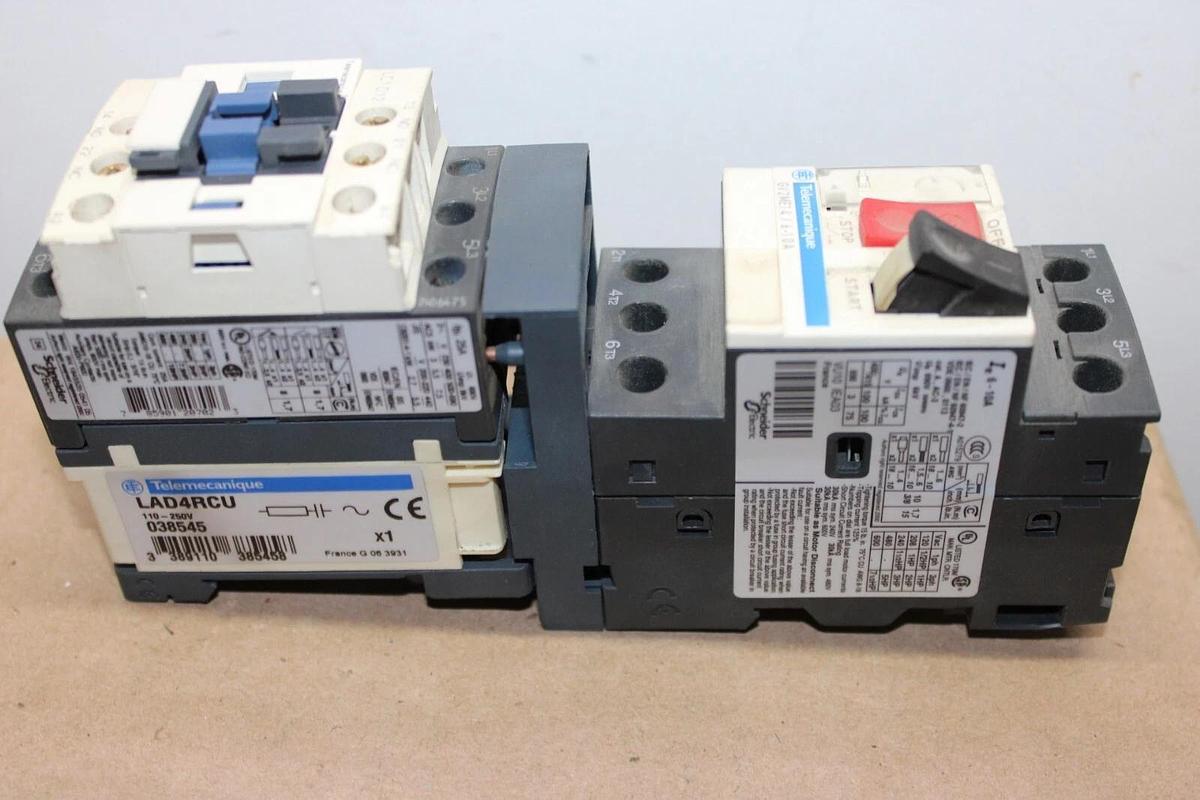 Used TELEMECANIQUE STARTER LC1D12 25 AMP 3-PHASE 600V 10HP W/ GV2ME14/6-10A