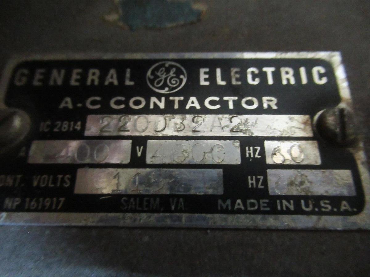 Used GENERAL ELECTRIC VACUUM CONTACTOR IC2814-220D32A2 400 AMP 4800 VOLT 0424X0417R01