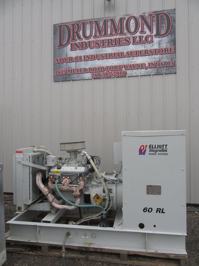 Used 60 KW GENERATOR NAT GAS PROPANE 120/240V RECONNECTABLE 5.7PSI VIDEO