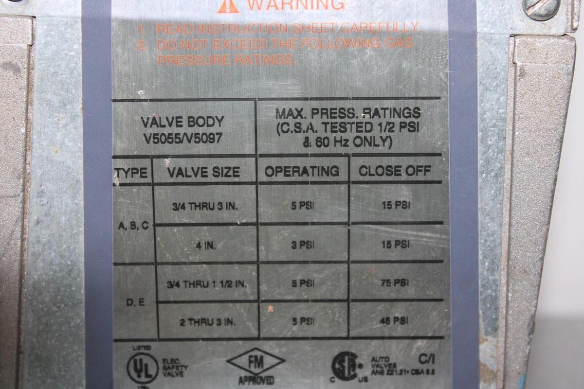 Used HONEYWELL ACTUATOR FLUID POWER GAS VALVE V4055-1098 110/120 VOLT 1.57 AMP