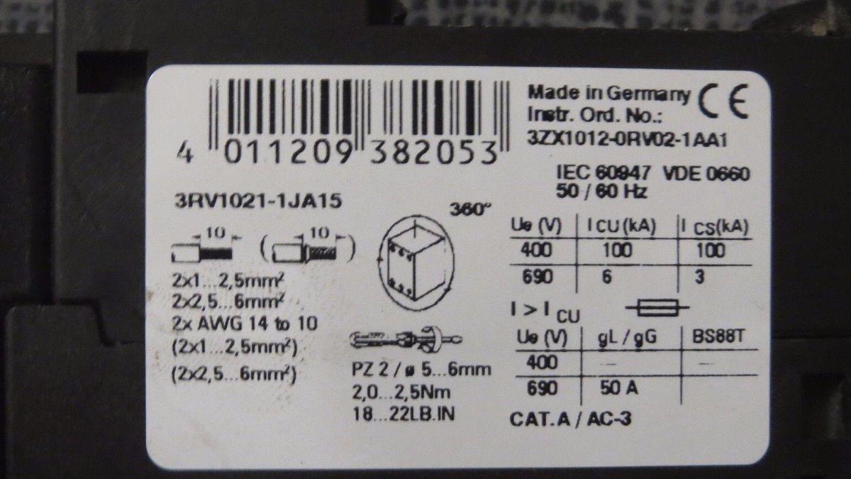 Used SIEMENS SIRIUS 3R STARTER 7-10 AMP 3RV1021-1JA15 W/  3RT1024-1B & 3RT1926-1BB00