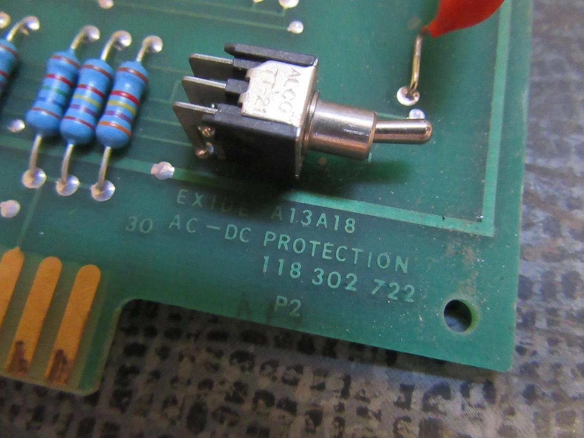 Used EXIDE AC-DC CARD PROTECTION CIRCUIT BOARD 101072909 REV A A13A18 118302722 P2