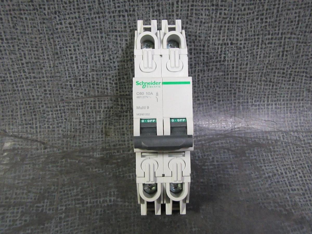 Used MERLIN GERIN CIRCUIT BREAKER MGN61352 MULTI 9 C60 10 AMP 277V 2-POLE WARRANTY
