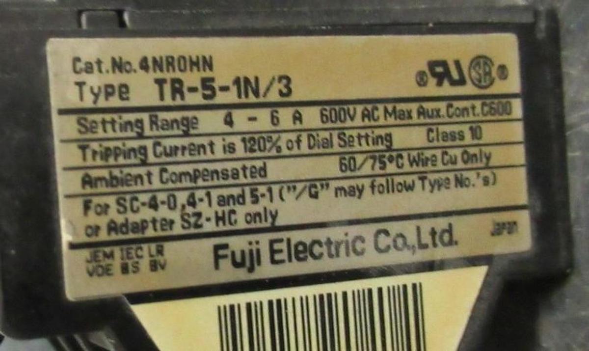 Used FUJI ELECTRIC STARTER SC-5-1 600V 3POLE 20A 10HP **WARRANTY INCLUDED**