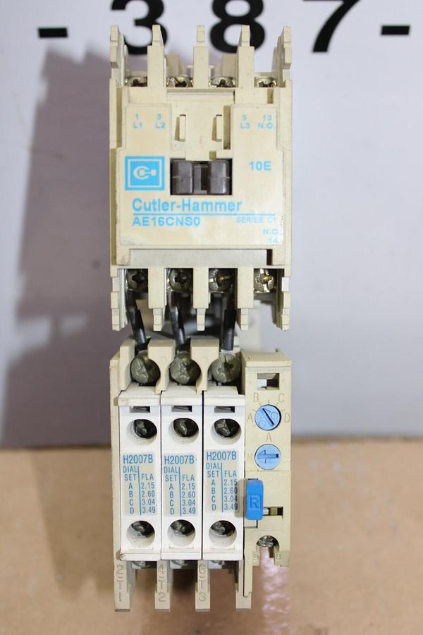 Used CUTLER HAMMER STARTER AE16CNS0 600 VAC 12 AMP 10 HP 3-POLE W/ C306DN3 OVERLOAD